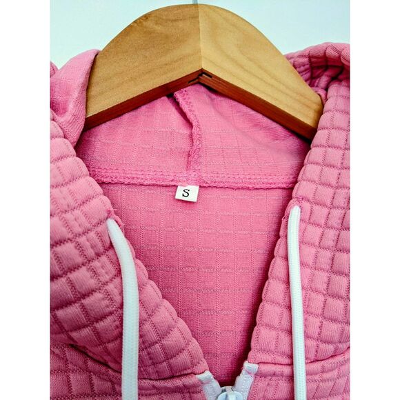 Women's Pink Quarter Zip Pullover Hoodie Sweater S - Picture 3 of 8